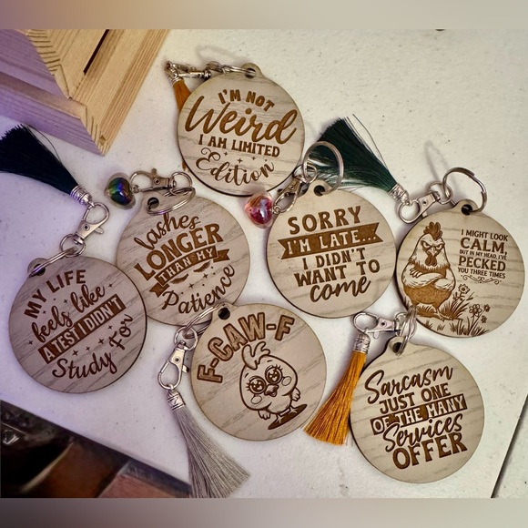 Hand Crafted Accessories - Hand crafted Wood Engraved Keychains buyers choice of 1